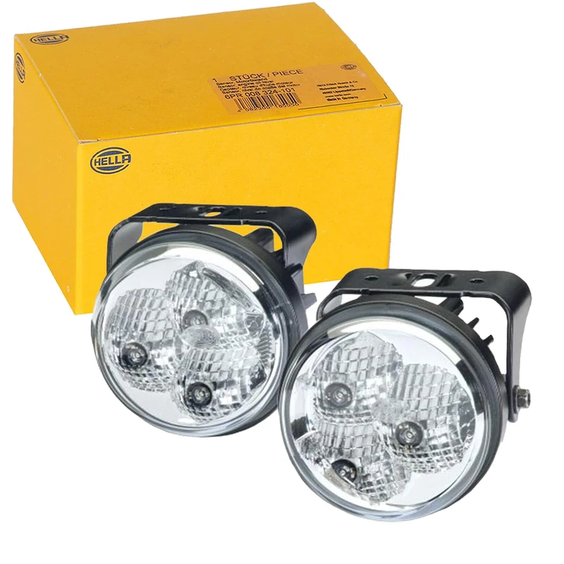 HELLA 2PT 009 599-811 LED-Daytime Running Light Set - 90mm - 24/12V - Round - mounting - Lens Colour: Crystal clear - Vehicle Front/Vehicle Front