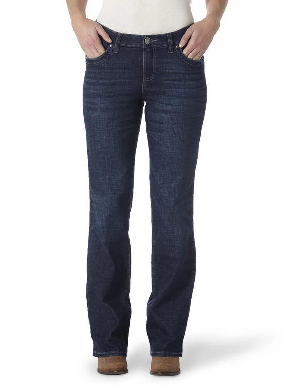 Wrangler Women's Cool Vantage Q-Baby Mid Rise Boot Cut Ultimate Riding Jean, Dark Dynasty, 15W x 30L