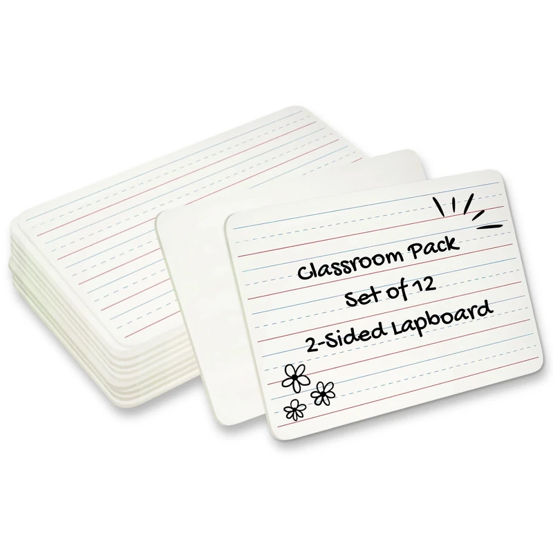 Charles Leonard Dry Erase Board Classroom Pack - Mini Lapboard School Supplies – Set of 12 Two-Sided Plain/Lined Dry Erasable White Boards, 9x12 Inches (35120)