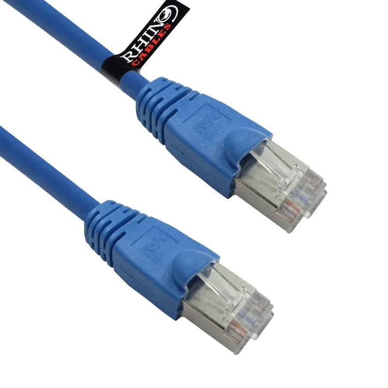 rhinocables CAT6 Ethernet Cable 2m – High Speed Shielded PoE Patch Lead for LAN, Internet, Router & Modem | Full Copper RJ45 Network Wire | Short Armoured Cable for Home & Office (Blue, 2m)