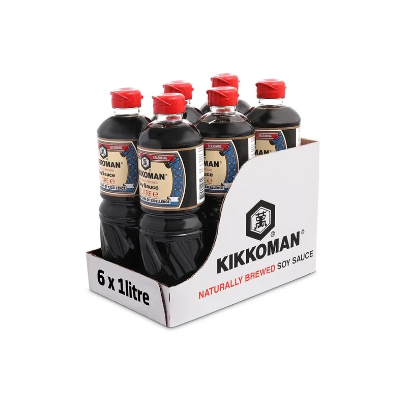 Kikkoman Soy Sauce, 1 Litre, (Pack of 6), Naturally Brewed
