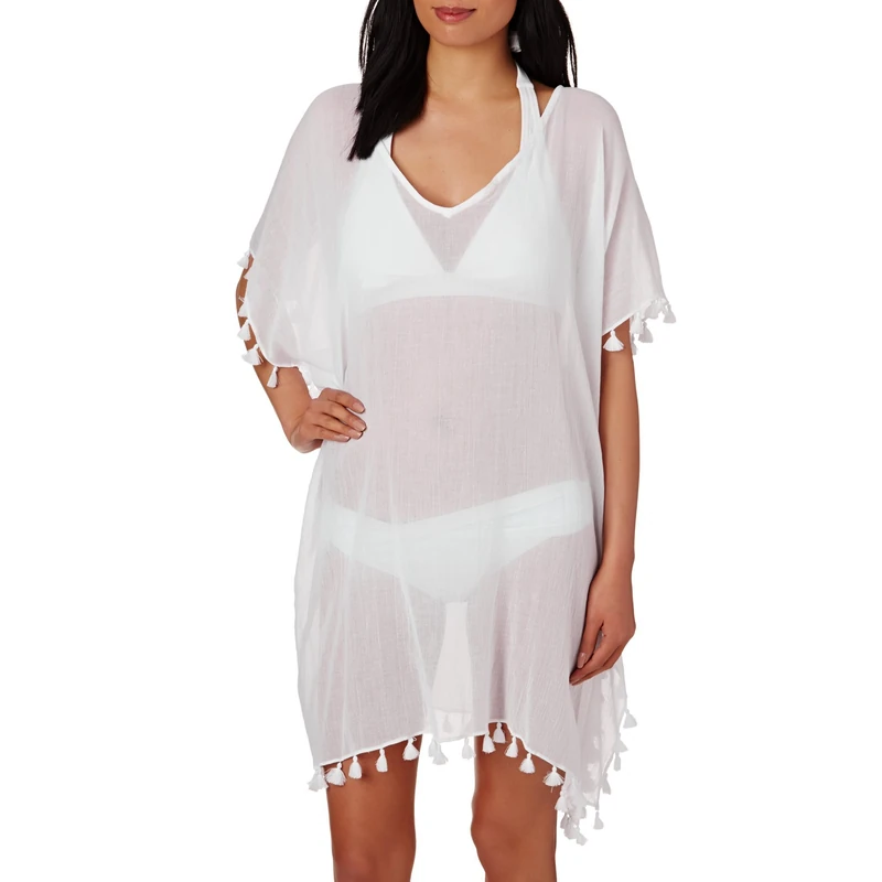 Seafolly womensAmnesia Kaftan Swimsuit Cover Up Short-Sleeve Swimwear Cover-Ups - White - One Size - Image 1