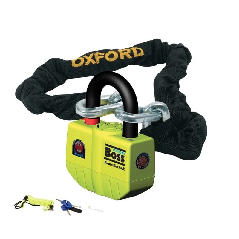 Oxford Boss Alarm Lock & Chain 12mm x 1.2m OF7, Black, 120 cm