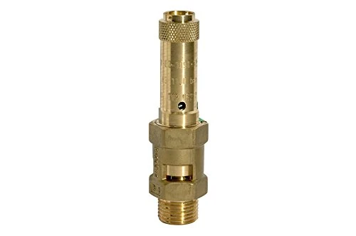 Safety valve, high performance, brass, operating temp. -40 °C to 200 °C, G 1, SW 41, response pressure 7.8 bar
