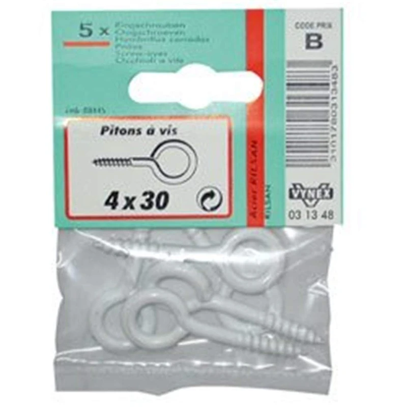 VYNEX Screw Bolt, 6 x 40, CP:2, Steel, White, One Size - Image 1