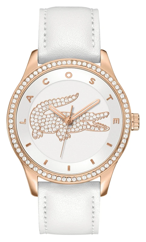 Lacoste Analogue Quartz Watch for Women VICTORIA Collection with White Leather Strap - 2000821