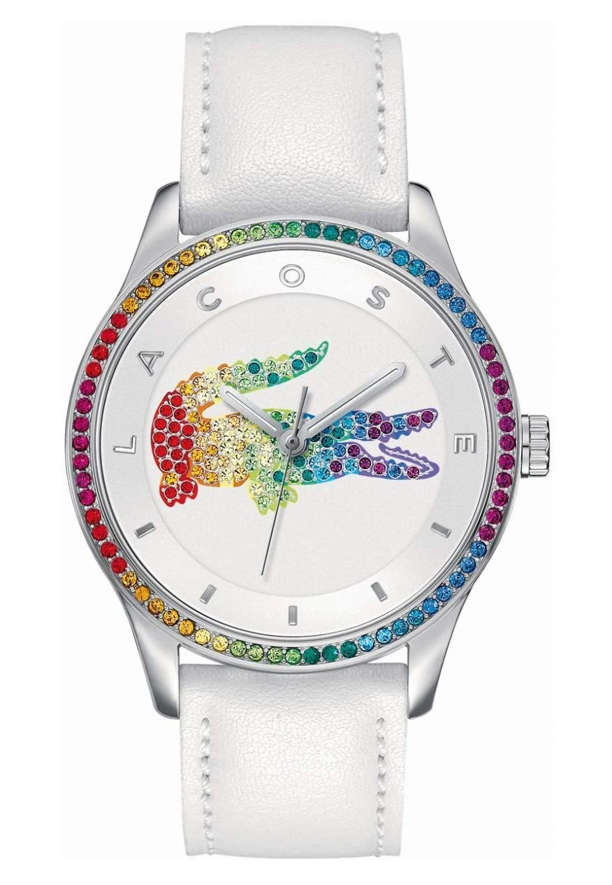 Lacoste Analogue Quartz Watch for Women VICTORIA Collection with White Leather Strap - 2000822