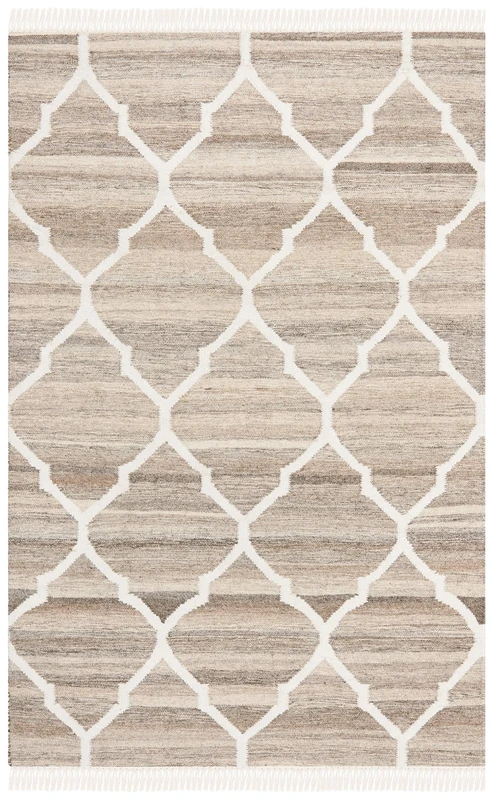Safavieh Moroccan Boho Tribal Indoor Flatweave Rectangle Area Rug, Natural Kilim Collection, NKM317, in Light Grey / Ivory, 91 X 152 cm for Living Room, Bedroom or Any Indoor Space