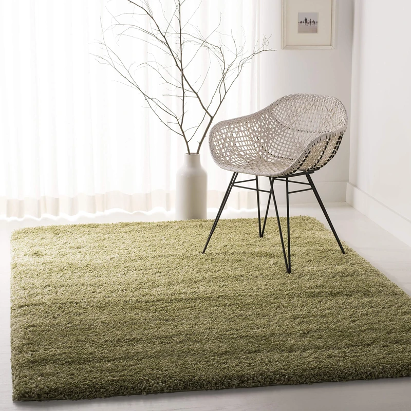 Safavieh Shaggy Indoor Woven Rectangle Area Rug, California Shag Collection, SG151, in Green, 122 X 183 cm for Living Room, Bedroom or Any Indoor Space