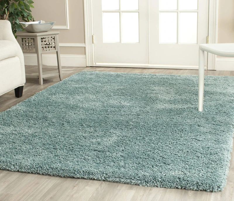 Safavieh Shaggy Indoor Woven Rectangle Area Rug, California Shag Collection, SG151, in Light Blue, 122 X 183 cm for Living Room, Bedroom or Any Indoor Space