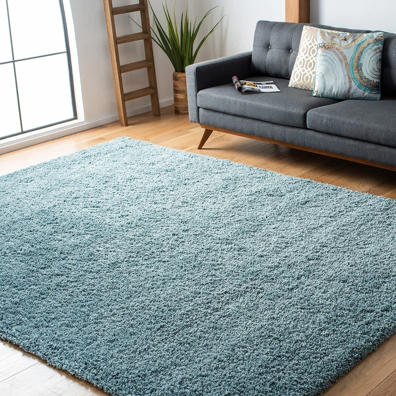Safavieh Shag Rug for Living Room, Dining Room, Bedroom - California Shag Collection, High Pile, in Light Blue, 240 X 300 cm