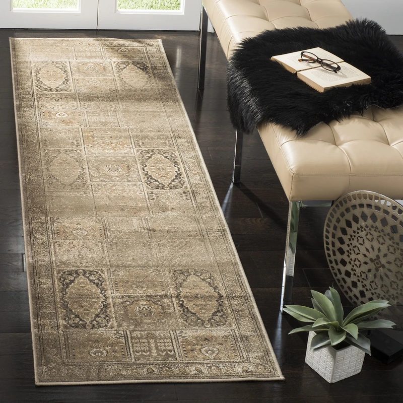 Safavieh Traditional Indoor Woven Runner Area Rug, Vintage Collection, VTG127, in Soft Mocha / Brown, 66 X 244 cm for Living Room, Bedroom or Any Indoor Space