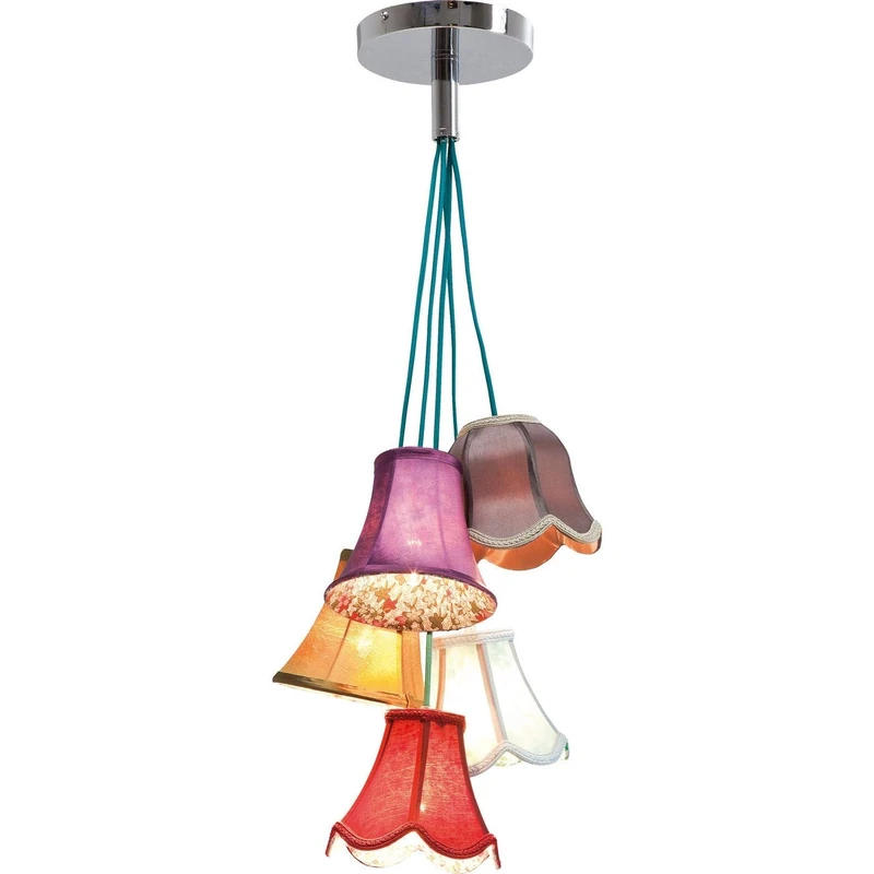 Kare Design Pendant Lamp Saloon Flowers, Hanging Ceiling Light with Five Lampshades, Multicoloured, Vintage, for Living Room, Loft, Without Light Source, 110x45x45 cm (H/W/D) - Image 1