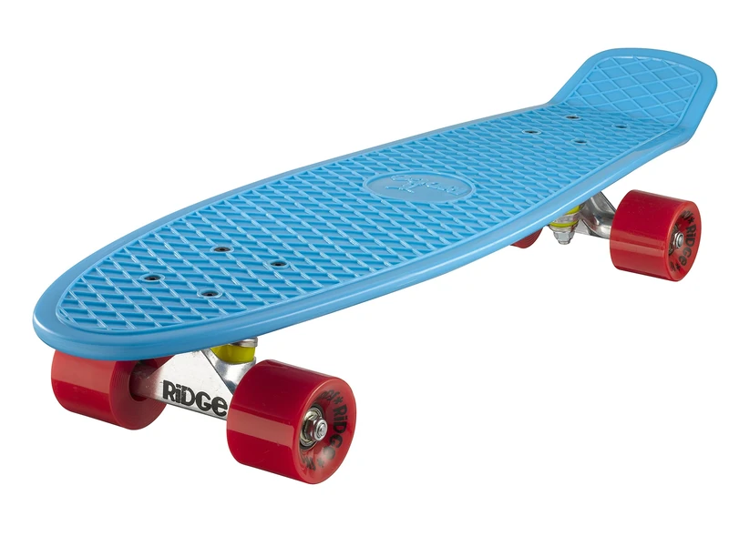 Ridge Mini Cruiser Unisex Street Skateboard Blue/Red, 27" inch plastic frame, 7 speed slightly more stable abec-7 high speed precision stainless steel bearing