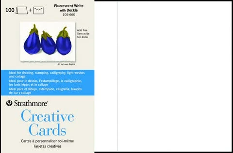 Strathmore Cards, Paper, Fluorescent White/Deckle, 5x6.88