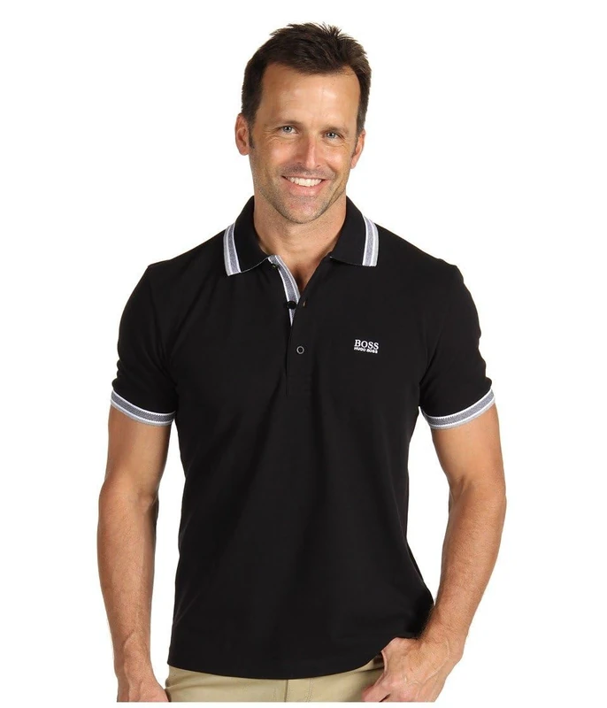 BOSS Men's Paddy Short Sleeve Polo Shirt, Black, S - Image 1