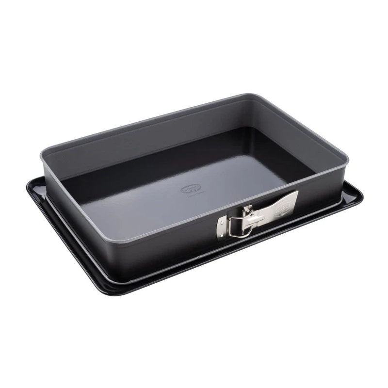 Dr.Oetker "Back-Idee Rectangluar Springform with Server Plate, Enamel, Black, 38 x 25 cm