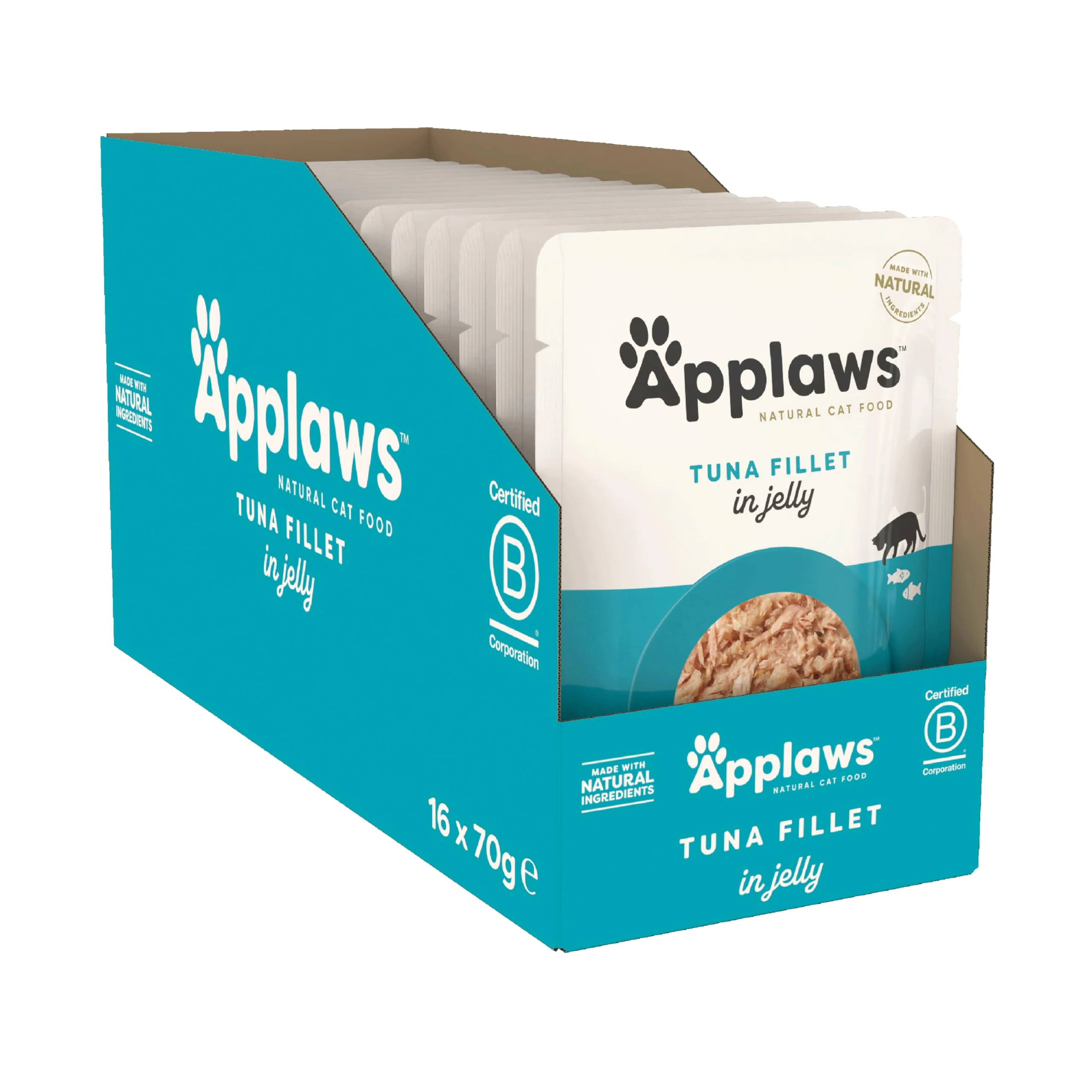 Applaws Natural Wet Cat Food, Tender Tuna in Jelly 70 g pouch (Pack of 16)