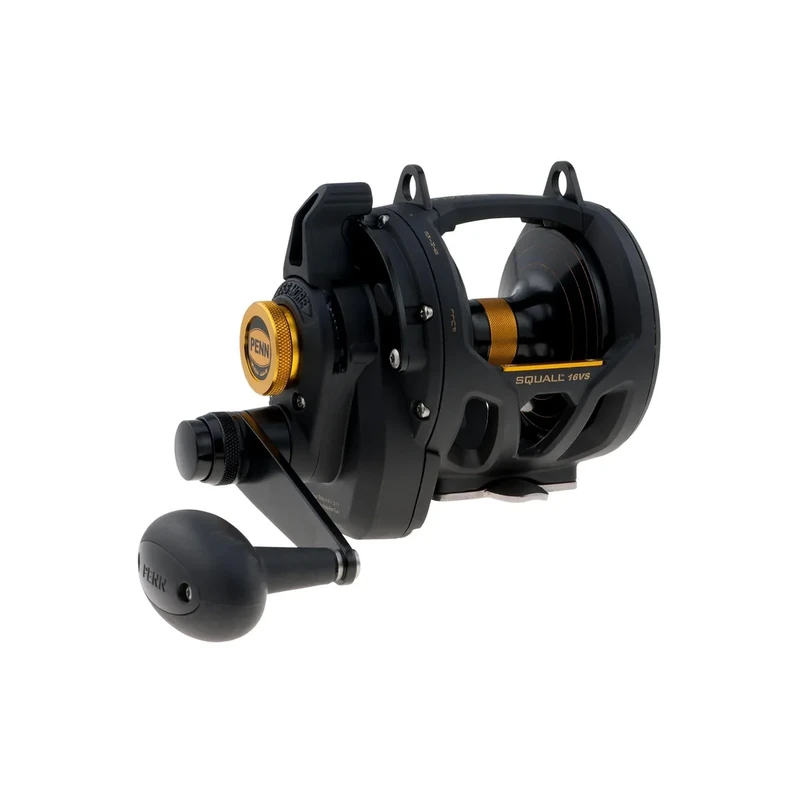PENN Squall® Lever Drag 2 Speed, Fishing Reel, Conventional Reels, Sea - Offshore Fishing, Saltwater Boat or Kayak Fishing,Unisex, Black Gold, 16 | Right Hand