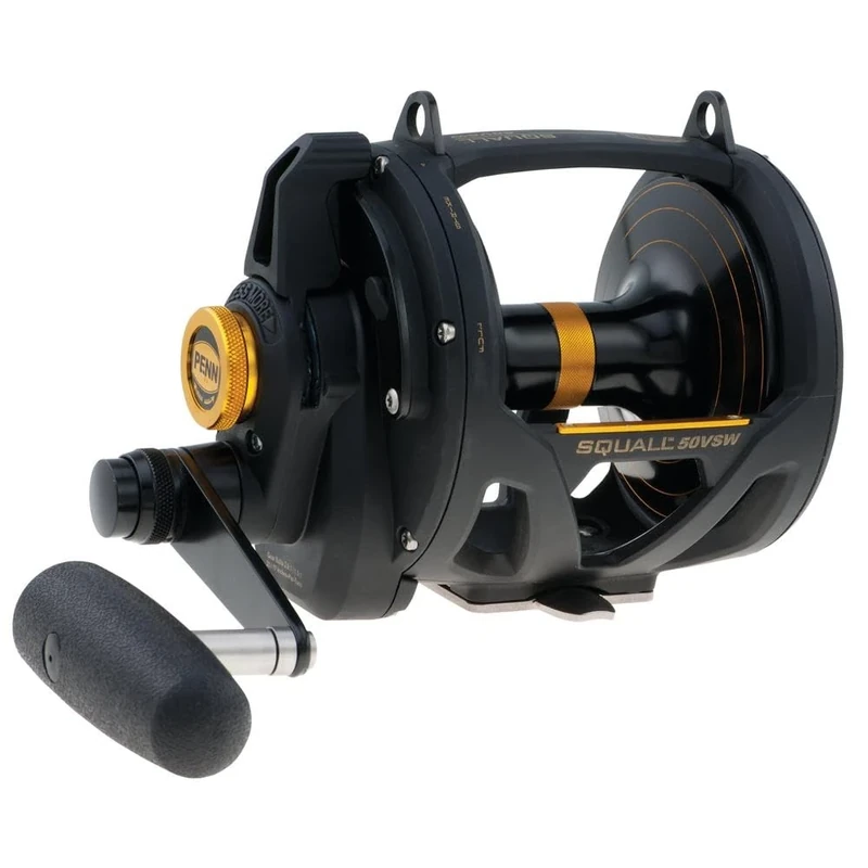PENN Squall® Lever Drag 2 Speed, Fishing Reel, Conventional Reels, Sea - Offshore Fishing, Saltwater Boat or Kayak Fishing,Unisex, Black Gold, 30 | Right Hand
