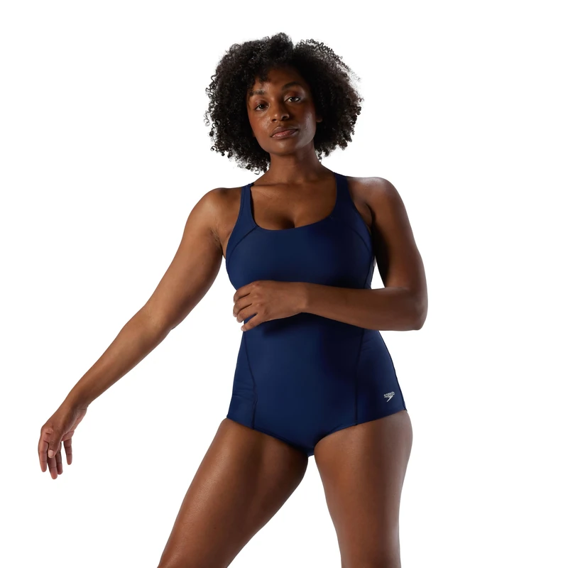 Speedo Women's Conservative Ultraback One Piece W/ Princess Seam Swimsuit, Speedo Navy, 8 UK