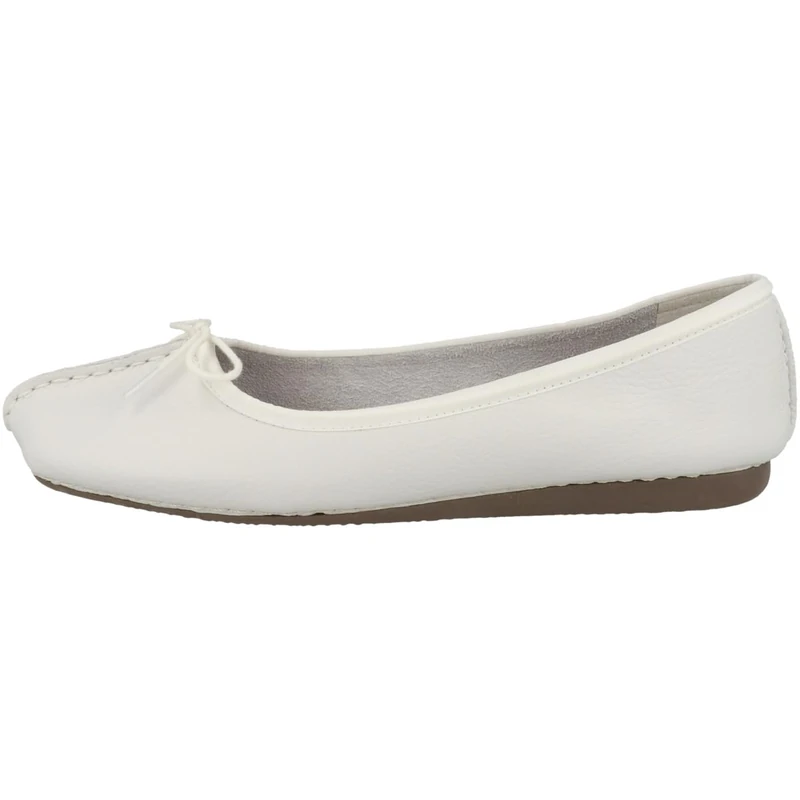 Clarks Women's Freckle Ice Ballet Flats, White Leather, 9 UK
