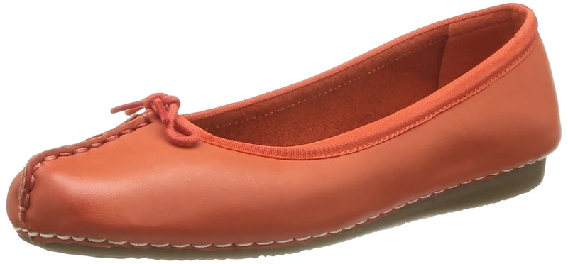 Clarks Women's Freckle Ice Ballet Flats, Orange Leather, 4 UK