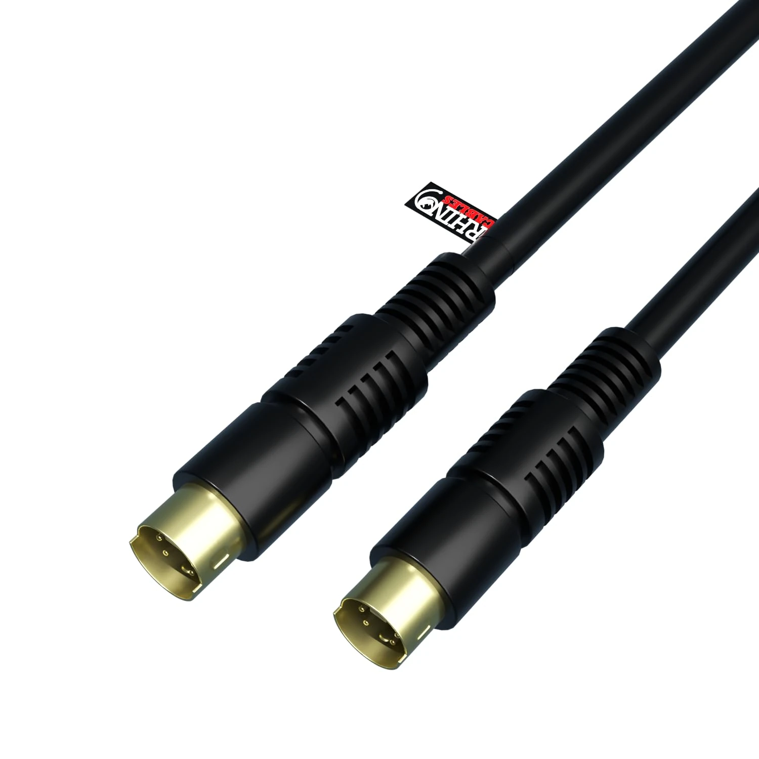 rhinocables - S-Video Male to Male Cable | Gold-Plated Contacts | Robust Construction | 4 Pin Mini Din Compatibility | Easy Setup, Gold, 10m