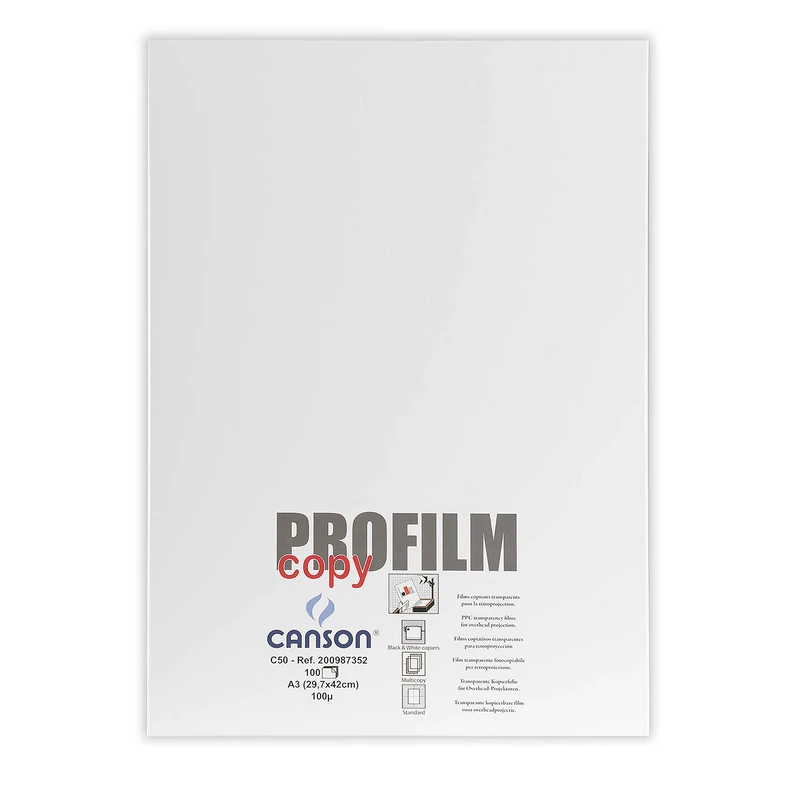 Canson Profilm-Copy A3 Transparent Photocopiable Film for Overhead Projection (Pack of 100)