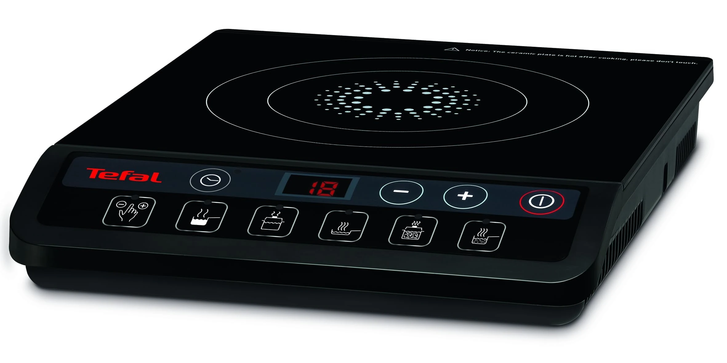 Tefal Everyday Portable Electric Induction Hob, 2 hours timer, 6 functions, 9 power level, 2100W, Kitchen, Student, Cooking, Caravan, Party, Black, IH201840