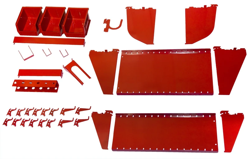 Wall Control KT-400-WRK R Slotted Tool Board Workstation Accessory Kit Pegboard Only, Red