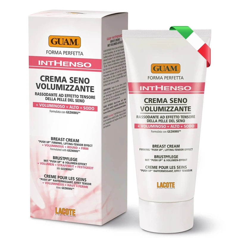 GUAM INTHENSO Breast Firming Cream, 150ml Bust Care Treatment with Marine Algae & Plant Extracts for Postpartum Skin Tightening, Fuller-Looking Breasts and Smoother Decollete Skin Care - Image 1