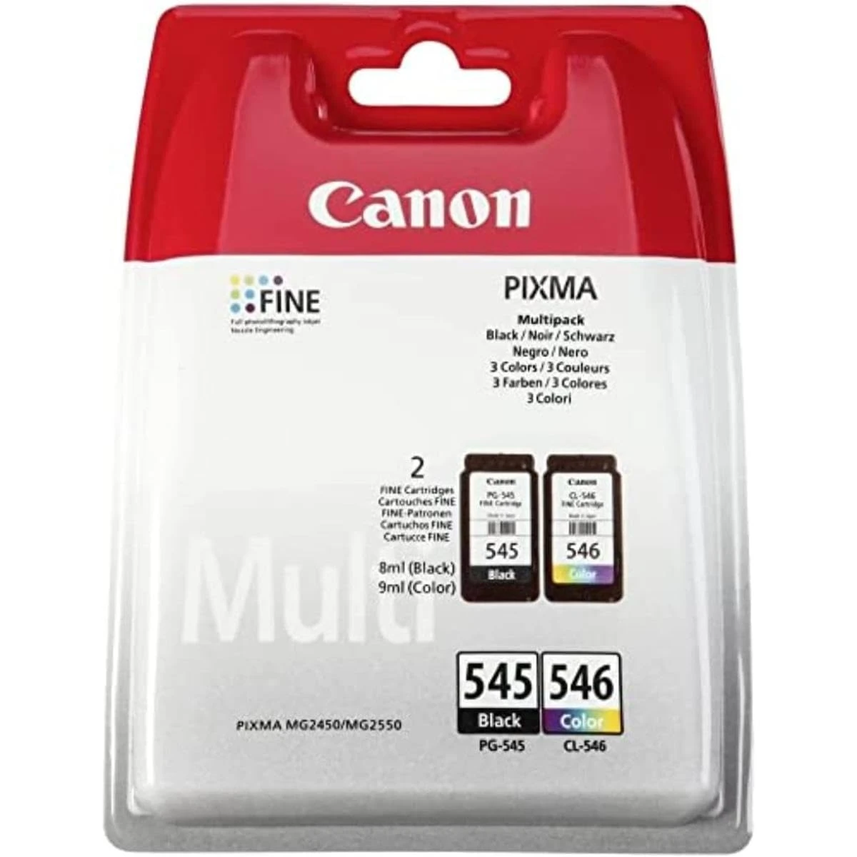 Canon PG-545 + CL-546 BK/C/M/Y Genuine Ink Cartridge Plastic Multipack - PIXMA Printer Compatible