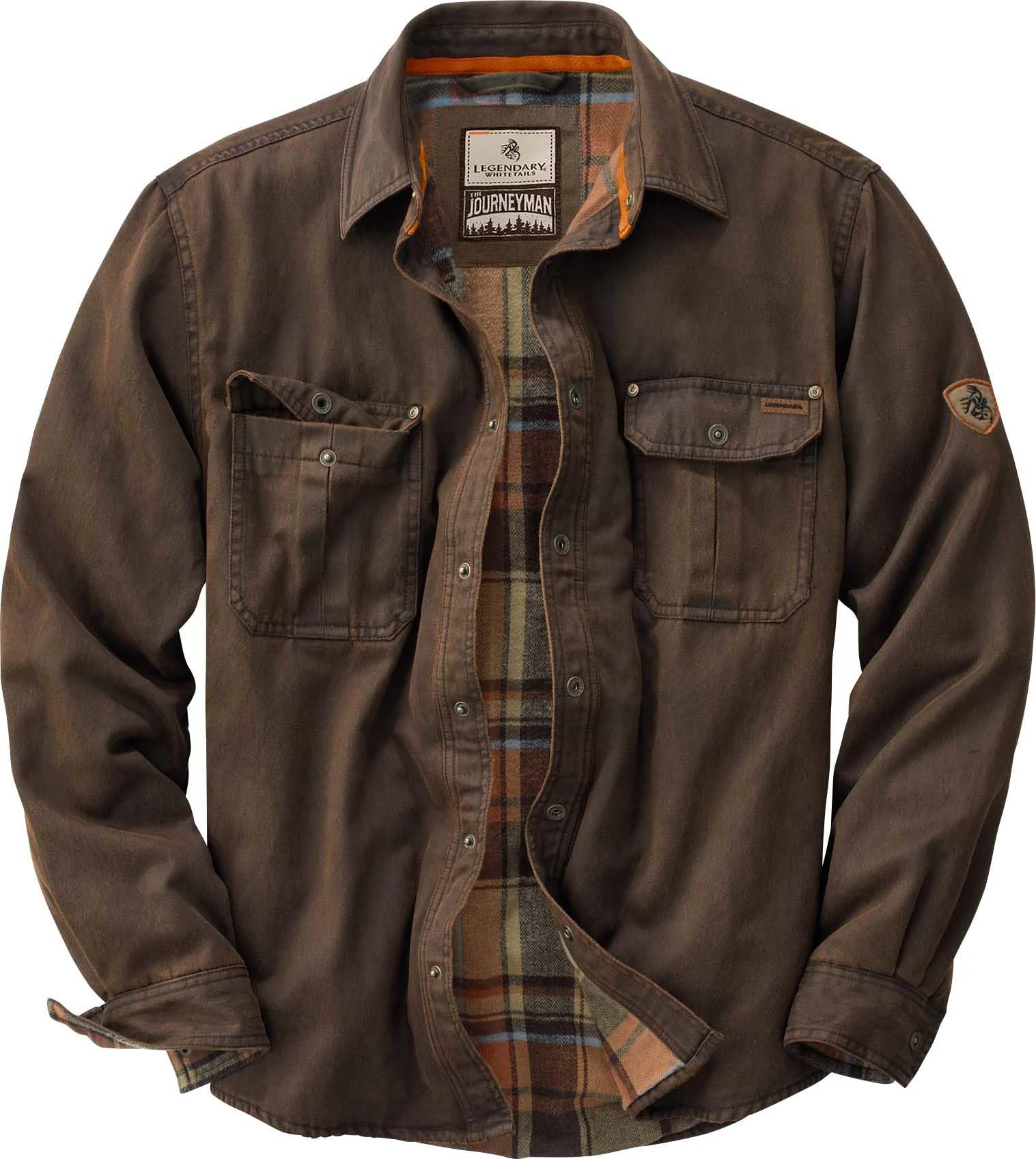 Legendary Whitetails Mens Journeyman Rugged Shirt Jacket, Tobacco, Large