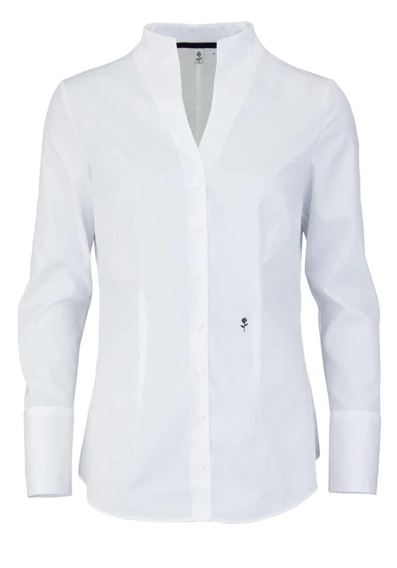 Seidensticker women's blouse - city blouse - non-iron - goblet collar blouse - slim fit - long sleeve - 100% cotton ,Weiß ,46