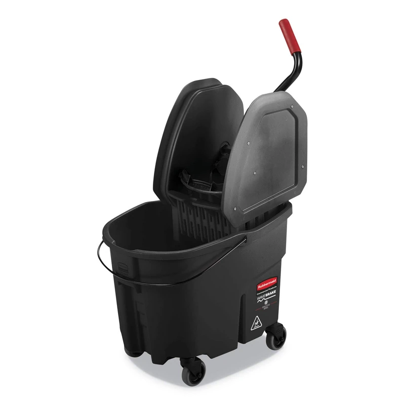 Rubbermaid Commercial WaveBrake 2.0® 35 QT Down-Press Mop Bucket and Wringer, Black (1863898)