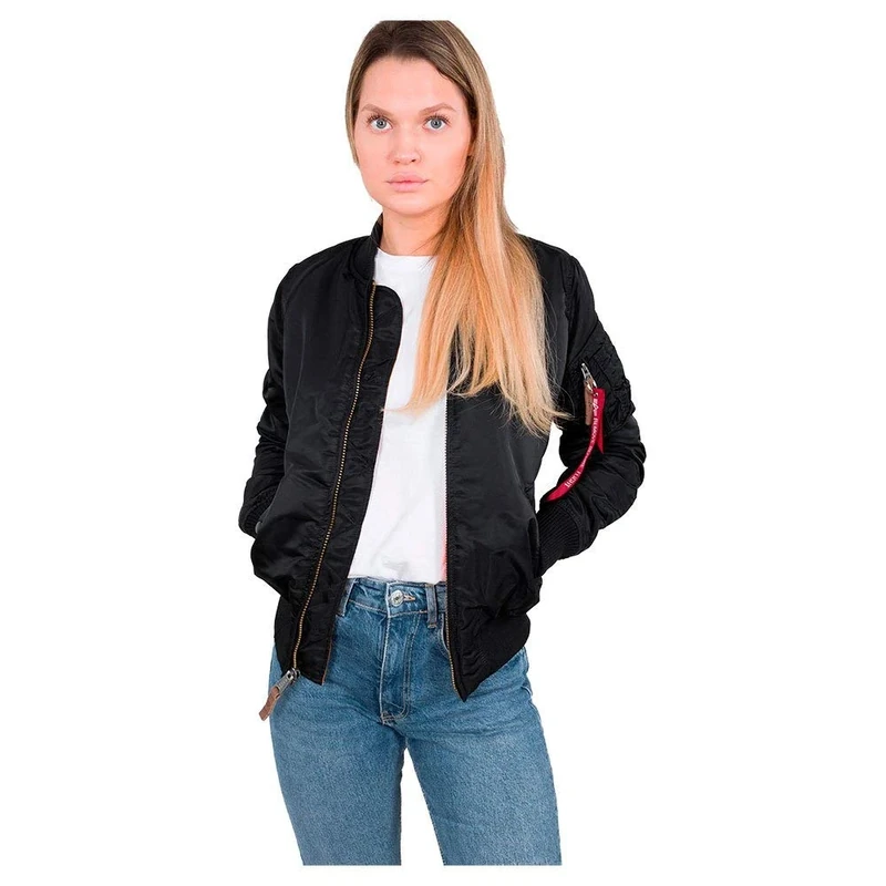 Alpha Industries Women's MA-1 VF 59 Bomber Jacket for Ladies, Black, L