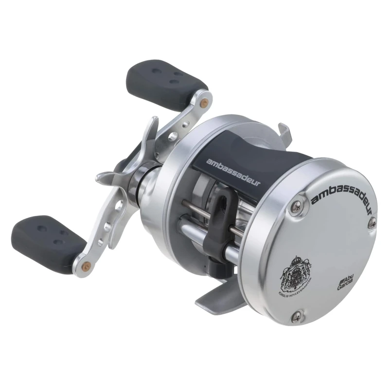 Abu Garcia Ambassadeur S Conventional Reel, Size 5500 (1292732), 1 Stainless Steel Ball Bearings + 1 Roller Bearing, Synthetic Star Drag, Max of 11lb | 4.9kg,Silver