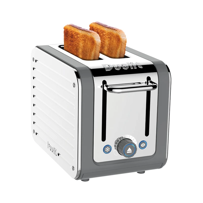Dualit Architect 2 Slice Toaster Stainless Steel with Trim Extra-Wide Slots, Peek and Pop Function, Patented Ideal Toast Technology - Matching Kettle and Sandwich Cage Available, 26526, Grey