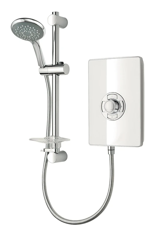 Triton Showers Collection 2, Shower Electric, 8.5 KW, Triton Aspirante, Gloss White, Electrical Showers, with Showerhead and Anti Twist Hose, Bathroom Showering Unit