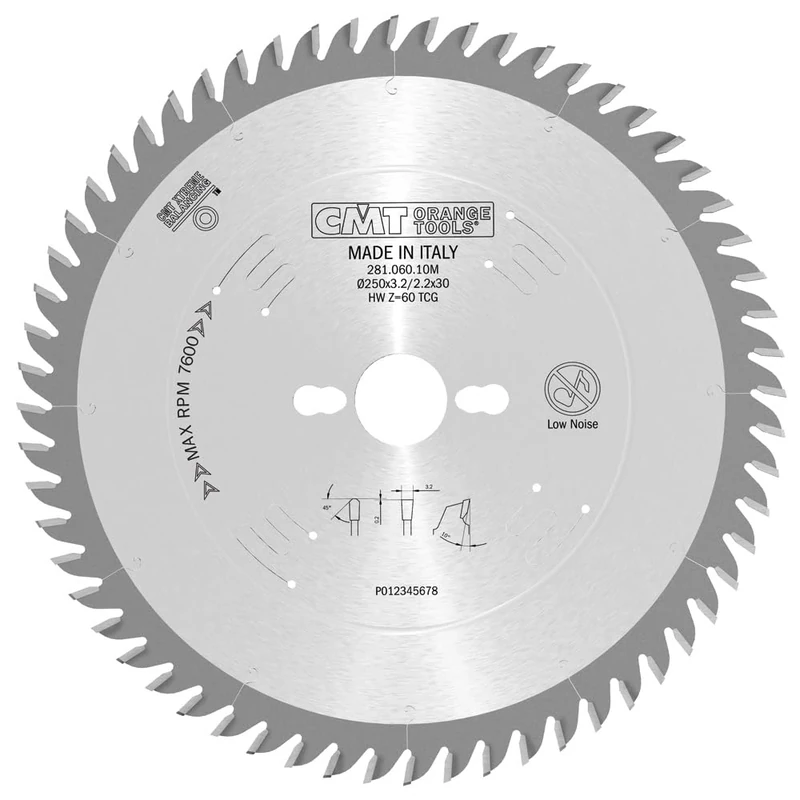 CMT 281.060.10M - Laminate-Chipboard Saw Blade250X3.2X30 Z60 10Hwg