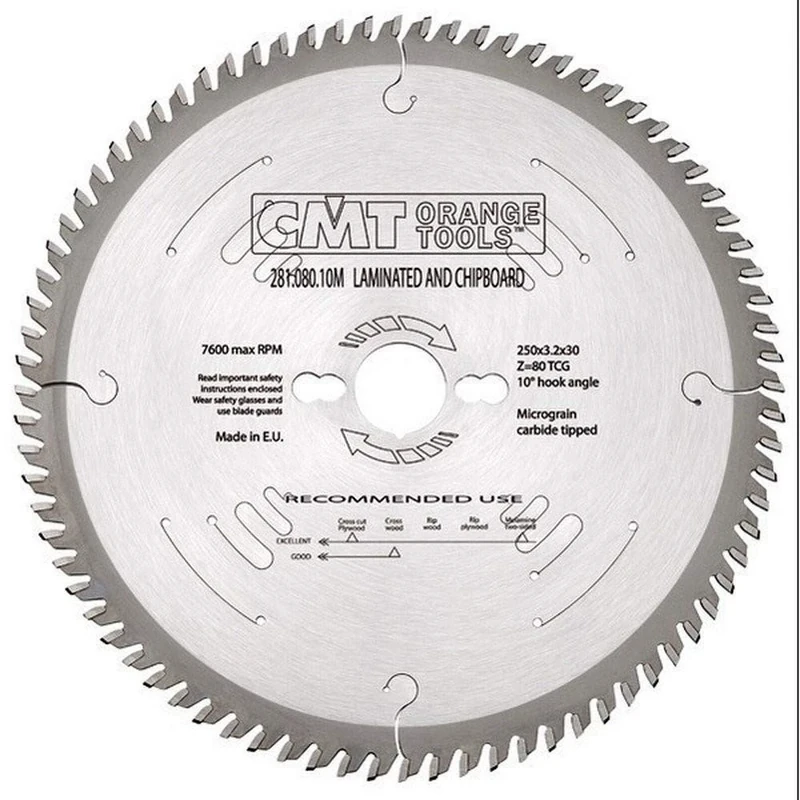 CMT 281.080.10M - Laminate-Chipboard Saw Blade 250X3.2/2.2X30 Z80 10Hwg