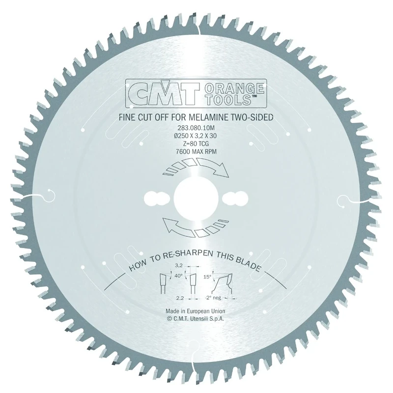 CMT Orange Tools 283.080.10M - Fine Cut Off Saw Blade 250X3.2X30 Z=80 40Atb