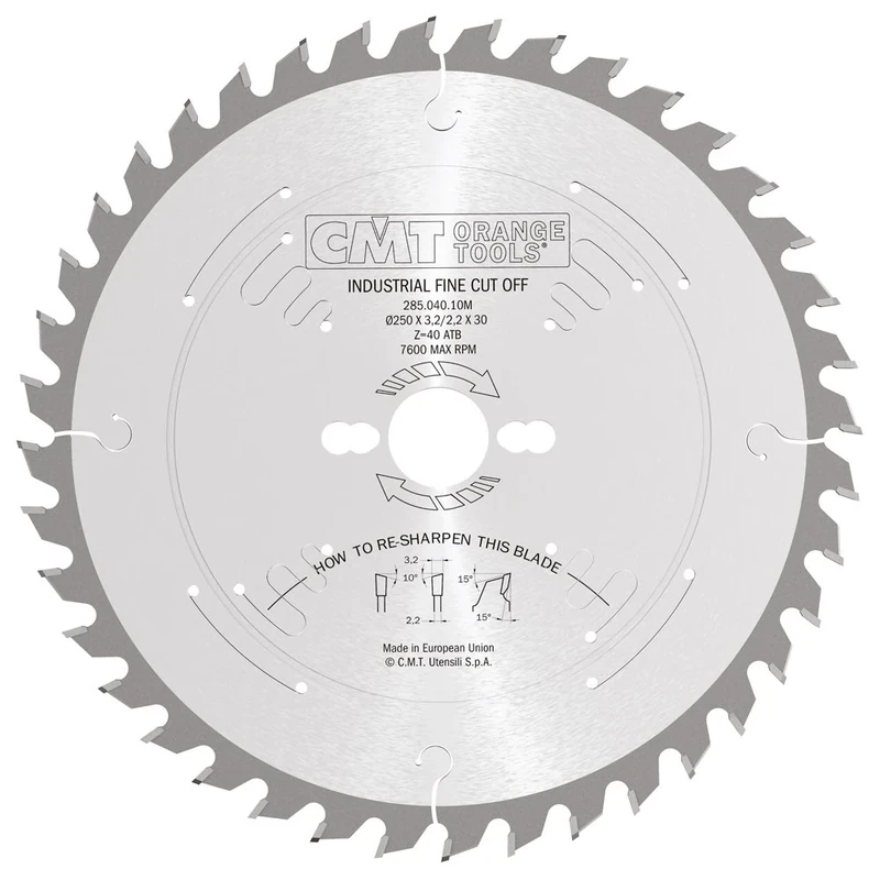 CMT CROSSCUT 285.040.10M - Ripping-Crosscut Saw Blade 250X3.2X30 Z40 10Atb