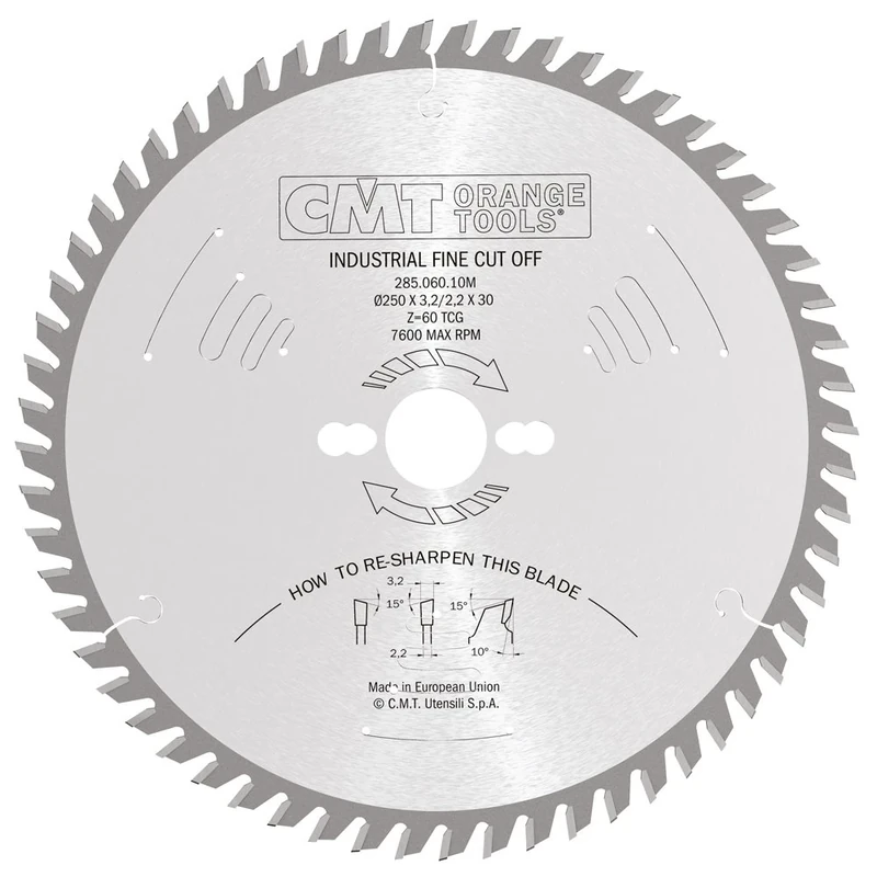 CMT 285.060.10 Crosscut & Finishing Blade Z-60 D-250 B-30 K-3.2 P-2.2