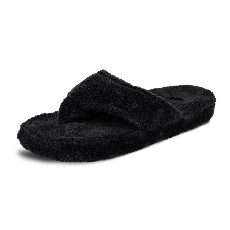 Acorn Women's Spa Thong Slipper, Black, 8-9 Wide - Image 1