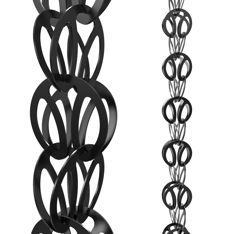Rain Chains Direct Modern Loop, 8.5 Feet Length, Aluminum, Black Powder Coated, Functional and Decorative Replacement for Gutter Downspouts