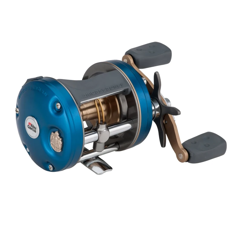 Abu Garcia Ambassadeur C4 Round Reel, Fishing Reel, Round Baitcast Reels, Conventional Fishing, Unisex, Blue/Gold, 6600 | Left Hand