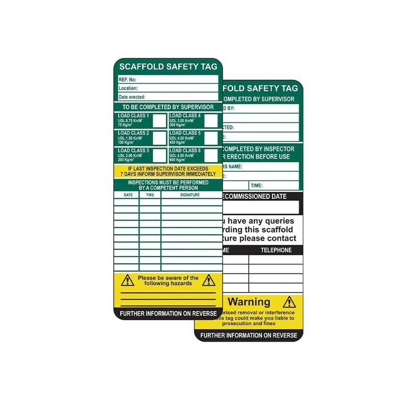 Scafftag Scaffold Inspection Tags, Pack of 50, Polypropylene, W75mm x H180mm