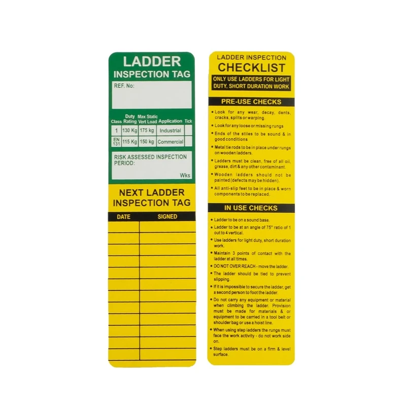 Ladder Inspection Safety Tag Pack of 50 Polypropylene W50mm x H181mm